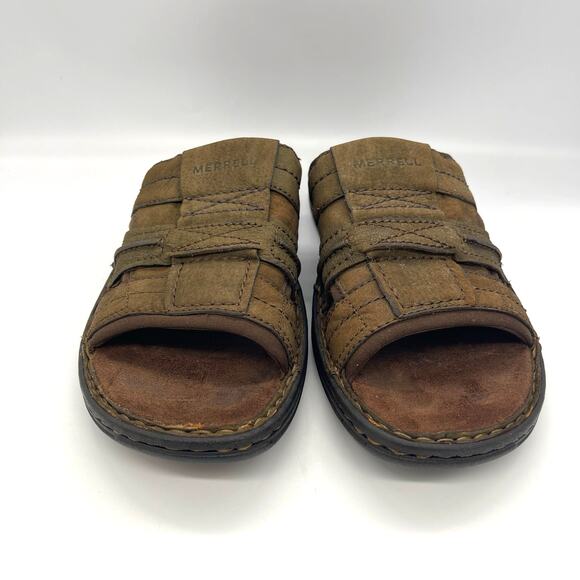 Merrell Men\'s J41225 Brown Leather Hiking Slide Sandals Size 11 main image 7